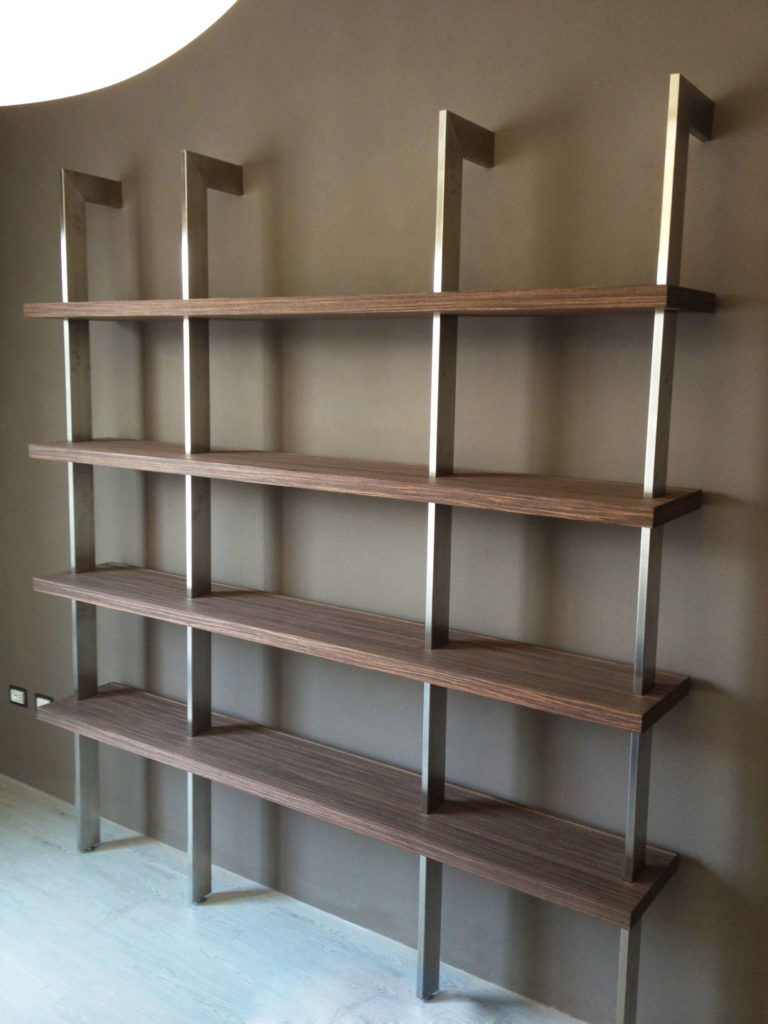 Marco Arena Designa- Libreria in legno e acciaio